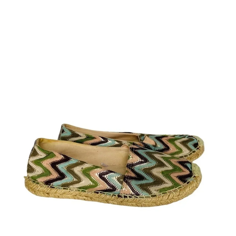 Faded Glory Multicolor Chevron Espadrille Flats Sz 8